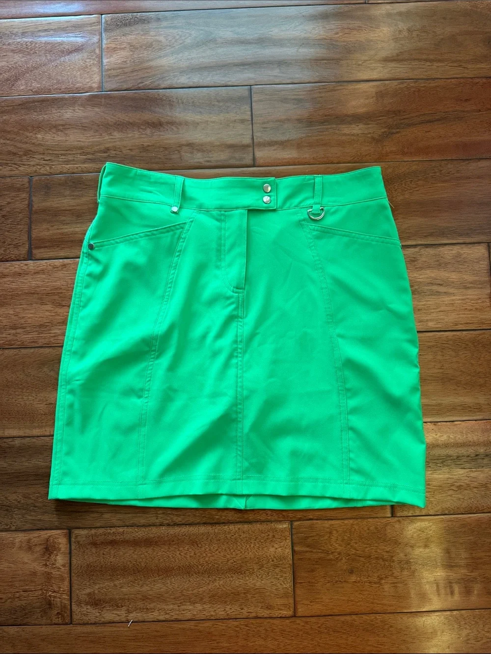 GGBlue Luxe Sport Skirt Skort Green Golf Tennis Front/Zip/Snaps Pockets Sz 6